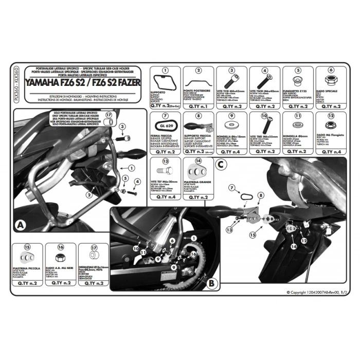 KAPPAKLX360YAMAHAFZ6S2-FZ6600FAZERS2(07-11)YANÇANTATAŞIYICI