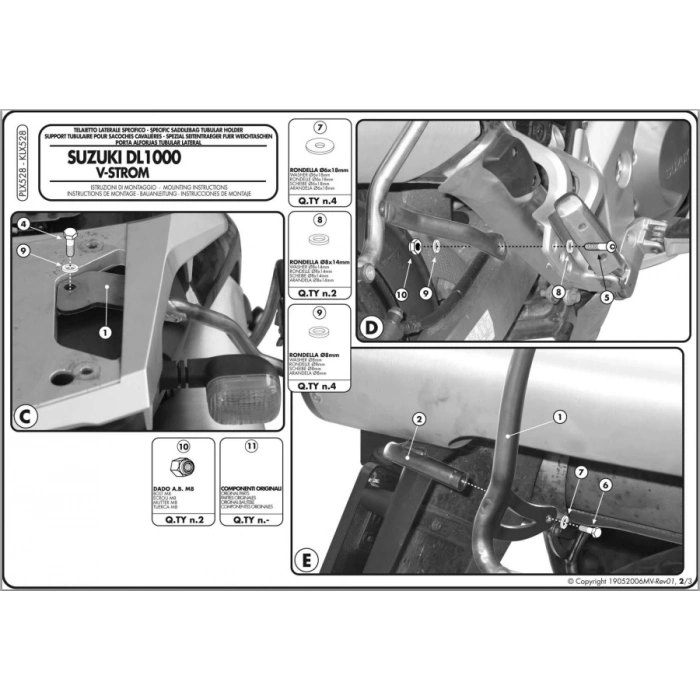 KAPPAKLX528SUZUKIDL1000V-STROM(02-11)KAWASAKIKLV1000(04-10)YANÇANTATAŞIYICI