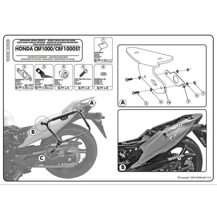 KAPPAKLXR208HONDACBF1000-ST(10-14)YANÇANTATAŞIYICI