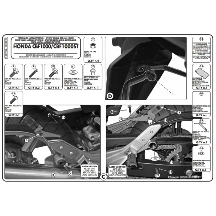 KAPPAKLXR208HONDACBF1000-ST(10-14)YANÇANTATAŞIYICI