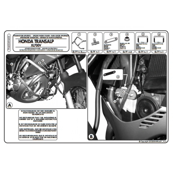 KAPPAKN455HONDAXL700VTRANSALP(08-13)KORUMADEMİRİ