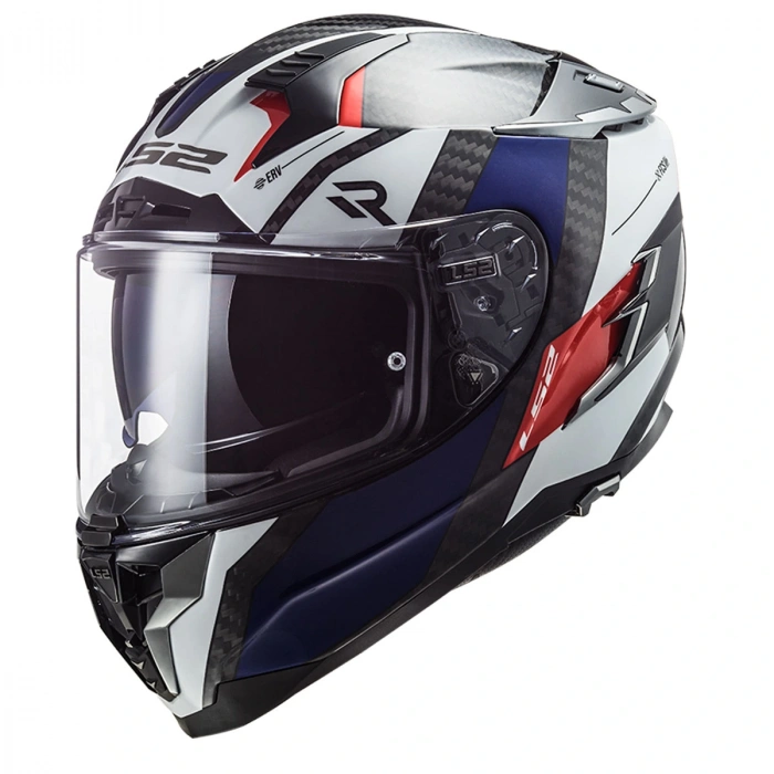 LS2 CHALLENGER C KARBON ALLOY BEYAZ-MAVİ-KIRMIZI KASK