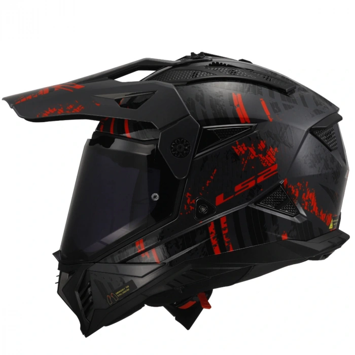 LS2 PIONEER 2 CRAZY MAT SİYAH-GRİ-KIRMIZI KASK