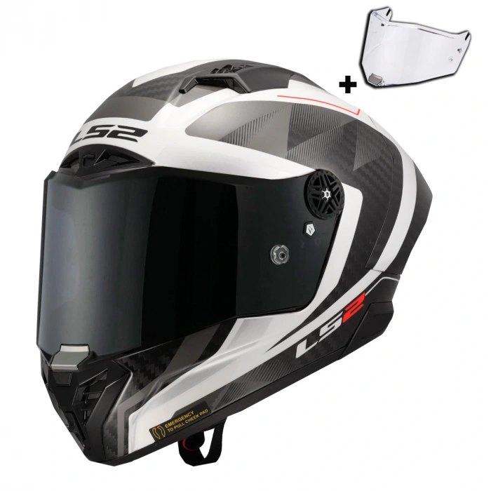 LS2 THUNDER KARBON GP AERO RAUTE BEYAZ-GRİ KASK