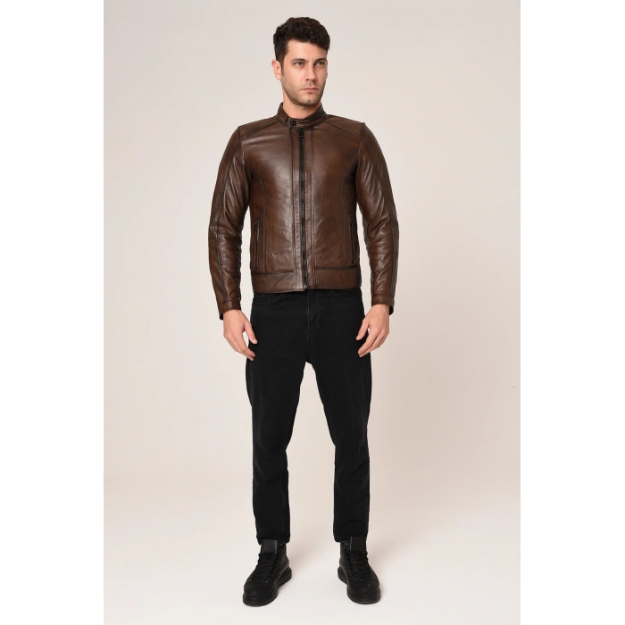 VEXO MOTO DERİ MONT ANTİK KAHVE