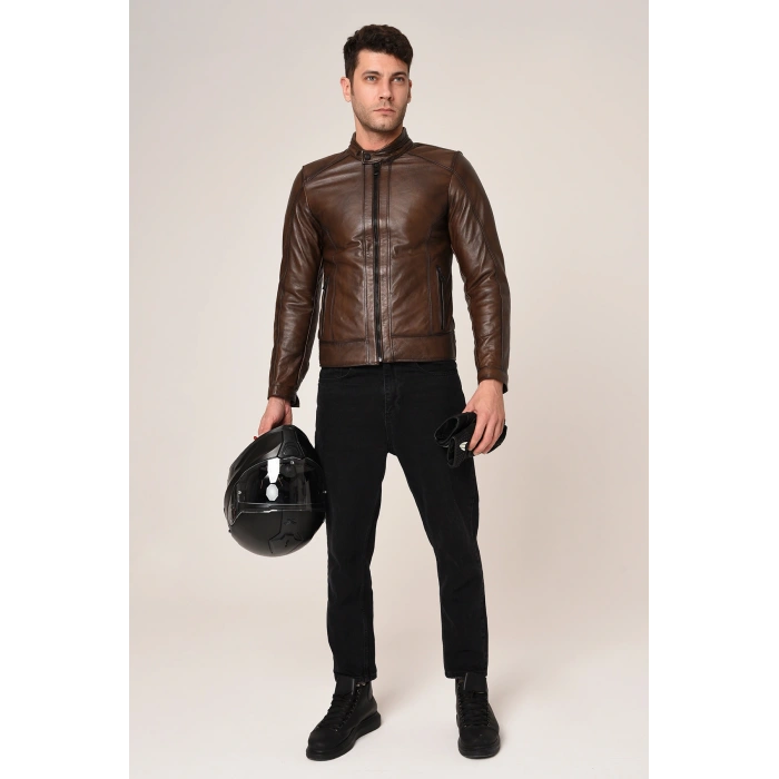 VEXO MOTO DERİ MONT ANTİK KAHVE