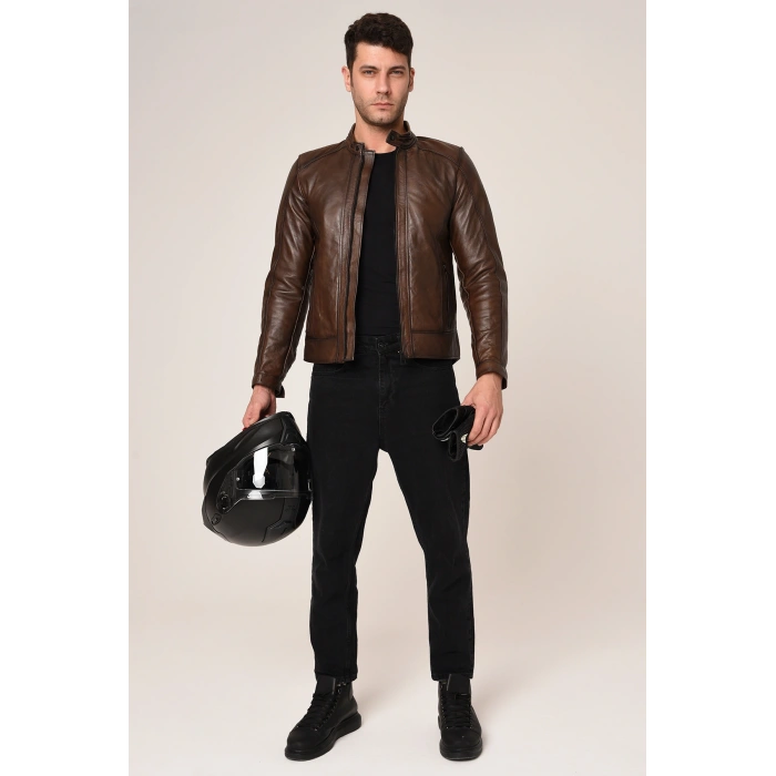 VEXO MOTO DERİ MONT ANTİK KAHVE