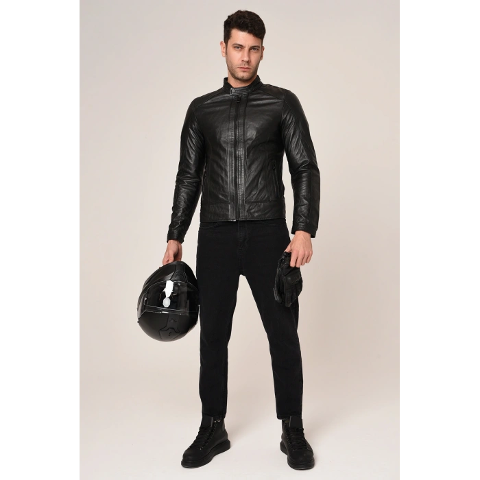 VEXO MOTO DERİ MONT SİYAH