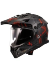 LS2 PIONEER 2 CRAZY MAT SİYAH-GRİ-KIRMIZI KASK