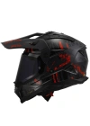 LS2 PIONEER 2 CRAZY MAT SİYAH-GRİ-KIRMIZI KASK