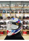 Sw 865 Titan White Blue Red Full Face Motosiklet Kask
