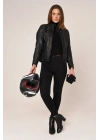 VEXO MOTO DERİ KADIN MONT SİYAH