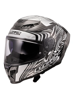 LS2 DRAGON KARBON ENTHUM SİYAH-GRİ KASK