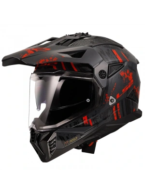 LS2 PIONEER 2 CRAZY MAT SİYAH-GRİ-KIRMIZI KASK
