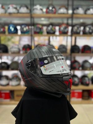 Sw 865 Space Black Red Full Face Motosiklet Kask