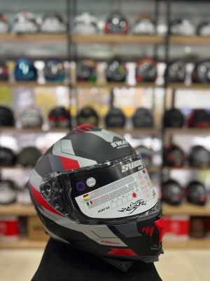 Sw 865 Titan Black White Red Full Face Motosiklet Kask