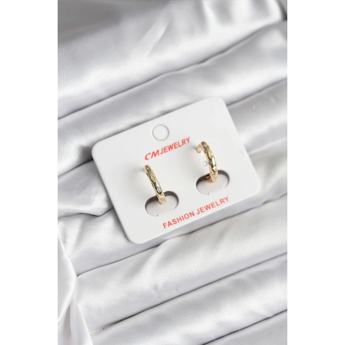 14K Gold Renk Kaplama Zirkon Taşlı Halka Model CM Kadın Küpe