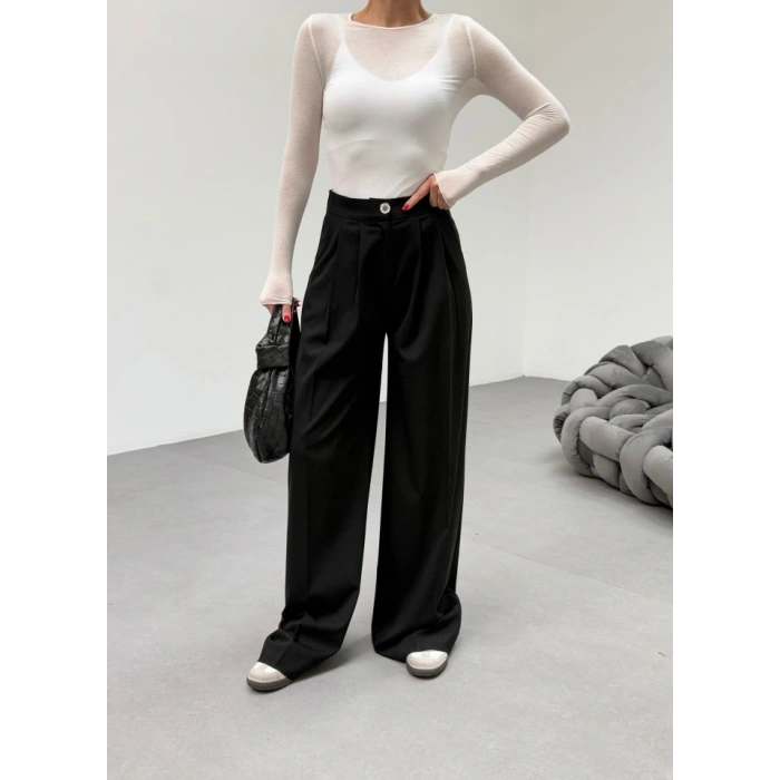 230 Gr Poly Viscose Full Lycra Pi̇leli̇ Palazzo Pantolon