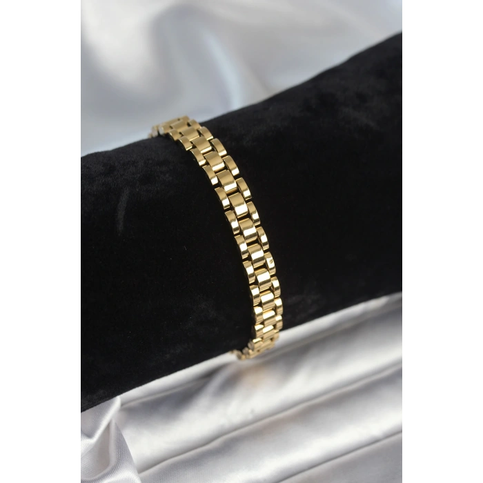 316L Çelik Gold Renk 7 mm Kalınlık Erkek Bileklik