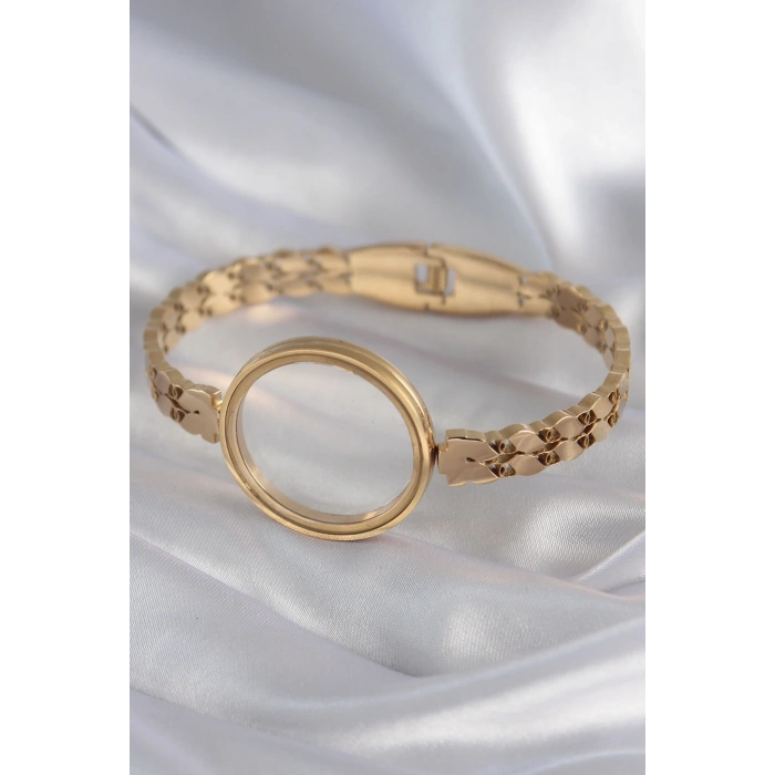 316L Çelik Gold Renk Arpa İşleme Açılabilir Fanus Model Kadın Kelepçe