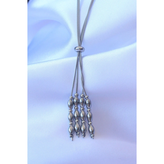 316L Çelik Gümüş Renk Boyu Ayarlanabilir Sallantılı Model Kolye