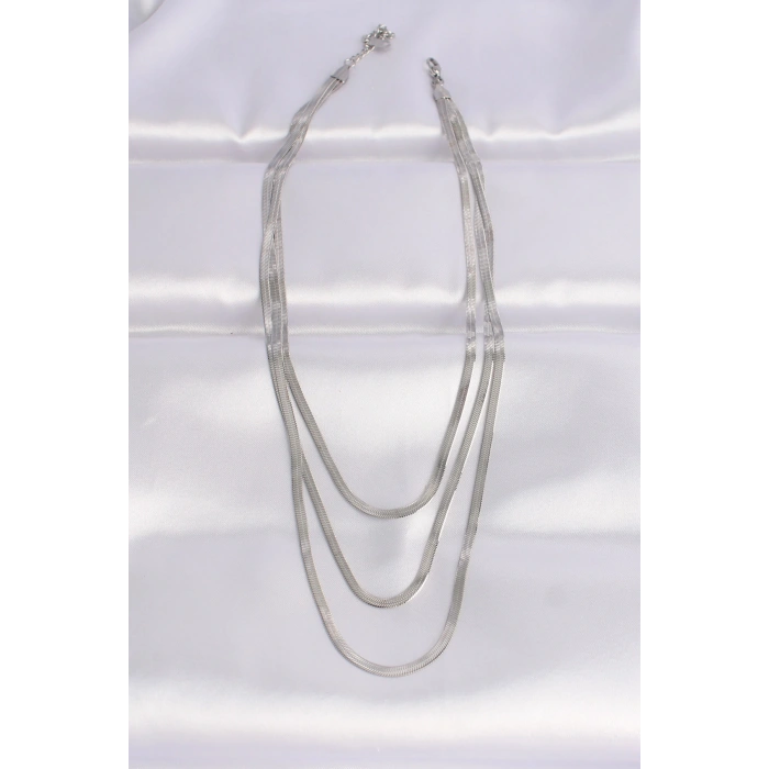 316L Çelik İtalyan Zincir Gümüş Renk Çoklu Kolye