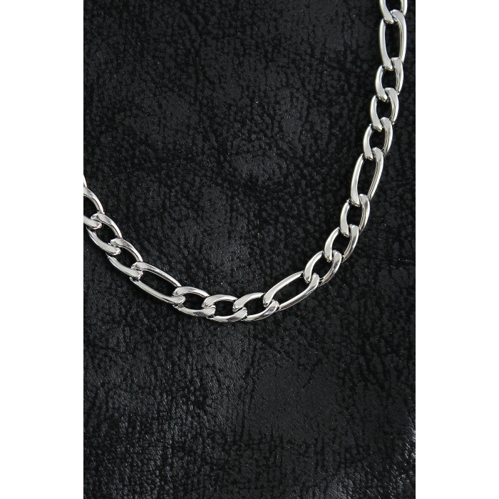 316L Çelik Kalın Figaro Zincir Model Gümüş Renk Erkek Kolye