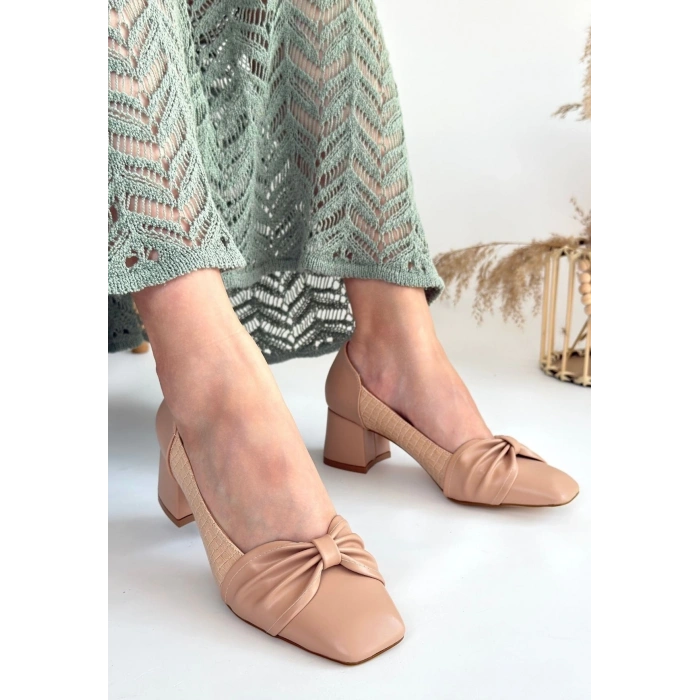 Agnet Bej Cilt Topuklu Ayakkabı