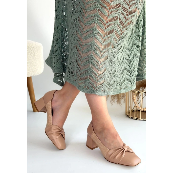 Agnet Bej Cilt Topuklu Ayakkabı