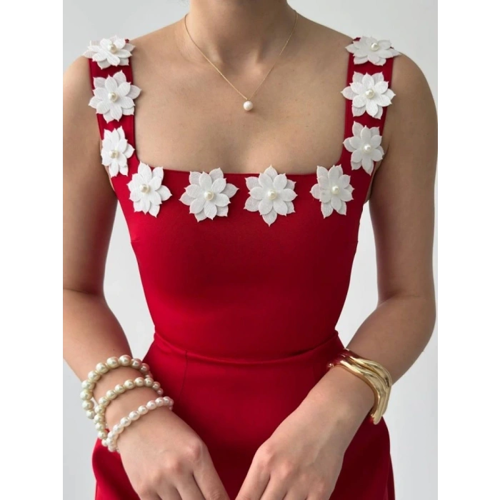 Alyosa Çiçek Detaylı Elbise