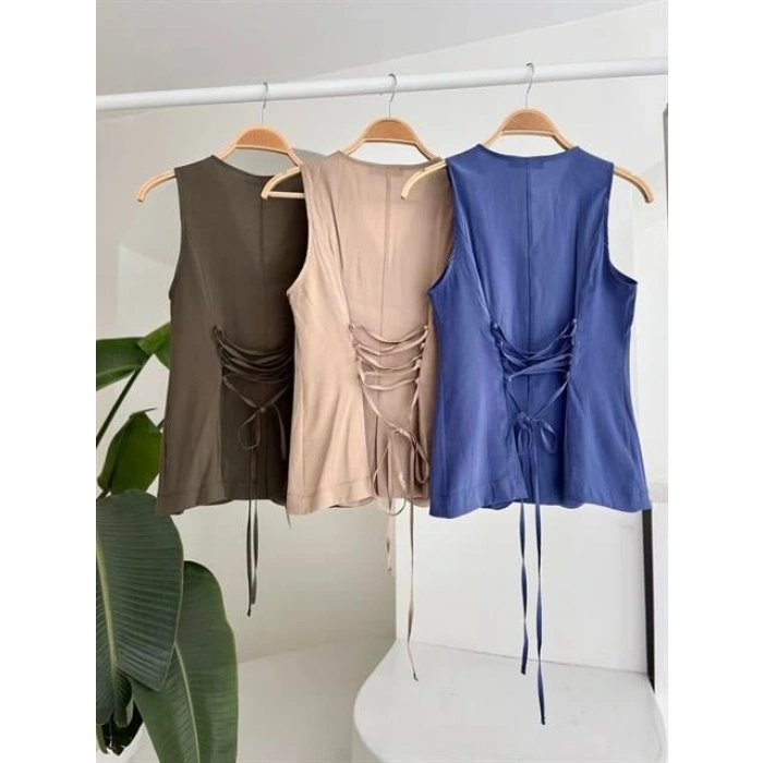 Arkası Bağcıklı Yelek Plazza Pantolon Modal Takım 10202-08