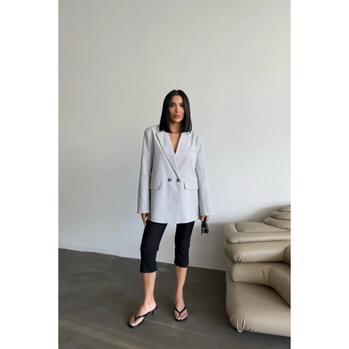 ARKASI YIRTMAÇ DETAYLI CEKET - Gri