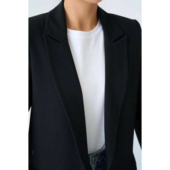 Astarı Çizgili Ceket - Siyah