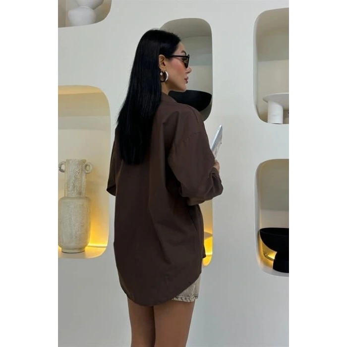 Ay Figürlü Taş İşlemeli Poplin Gömlek 3440