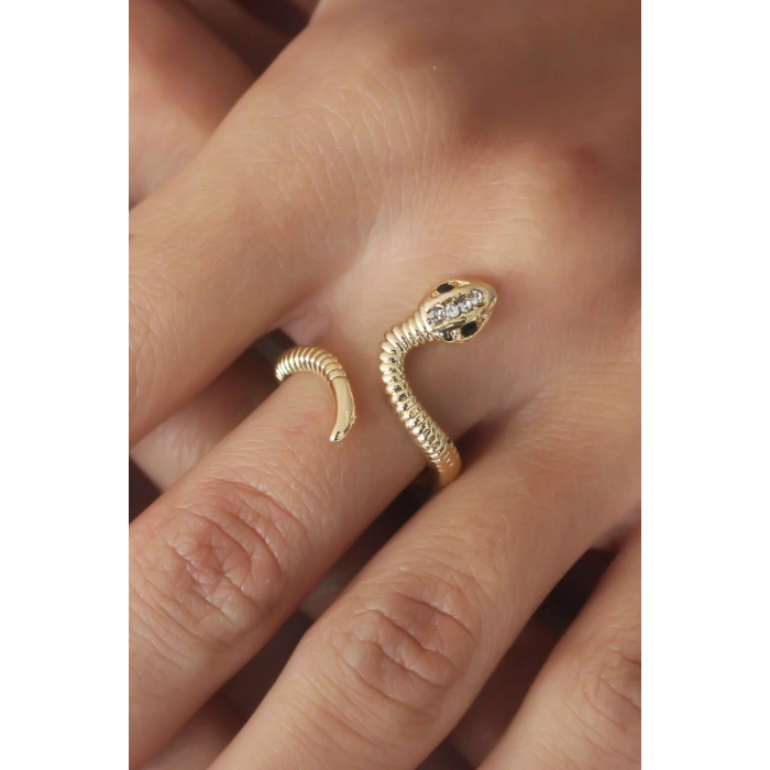 Ayarlanabilir Gold Renk Yılan Kadın Yüzük