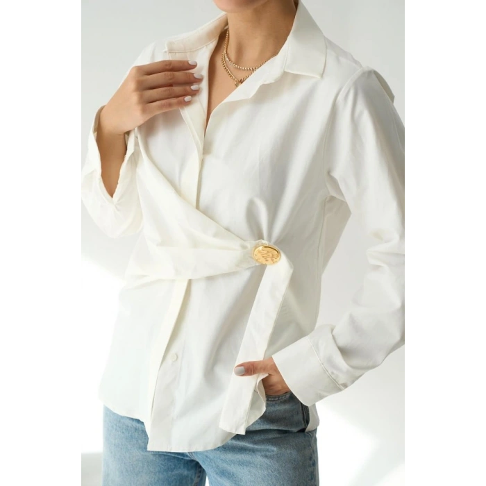 Bağlamalı Gömlek - Ekru