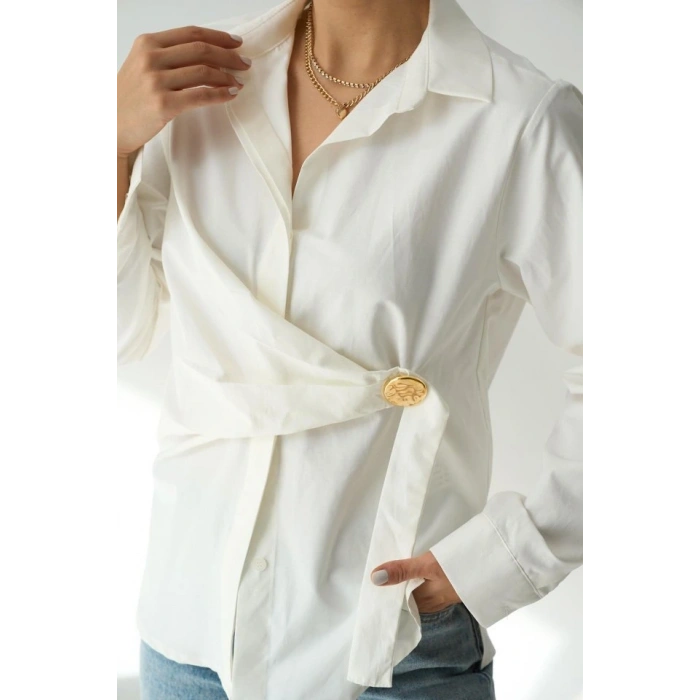 Bağlamalı Gömlek - Ekru