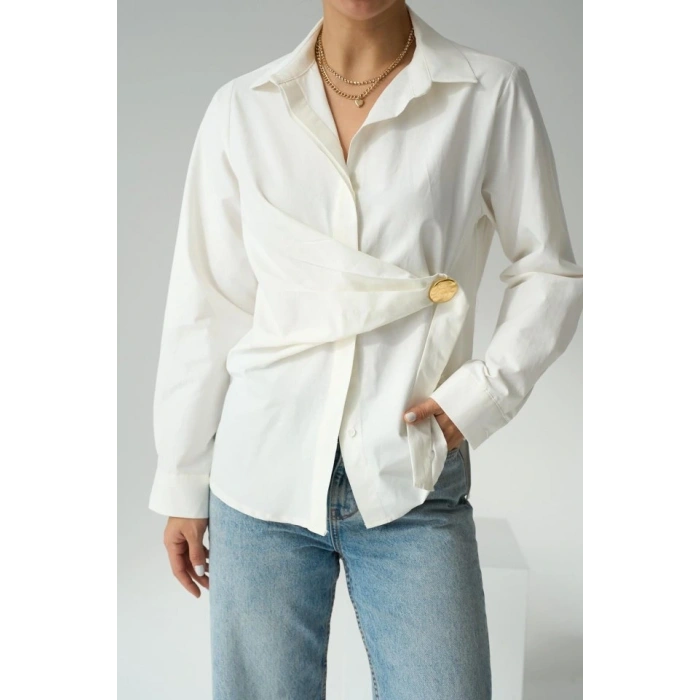 Bağlamalı Gömlek - Ekru
