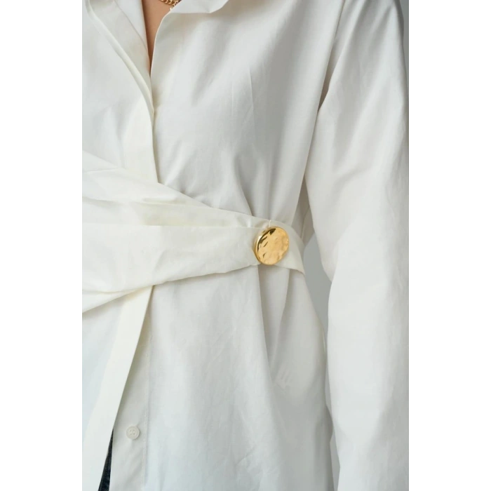 Bağlamalı Gömlek - Ekru