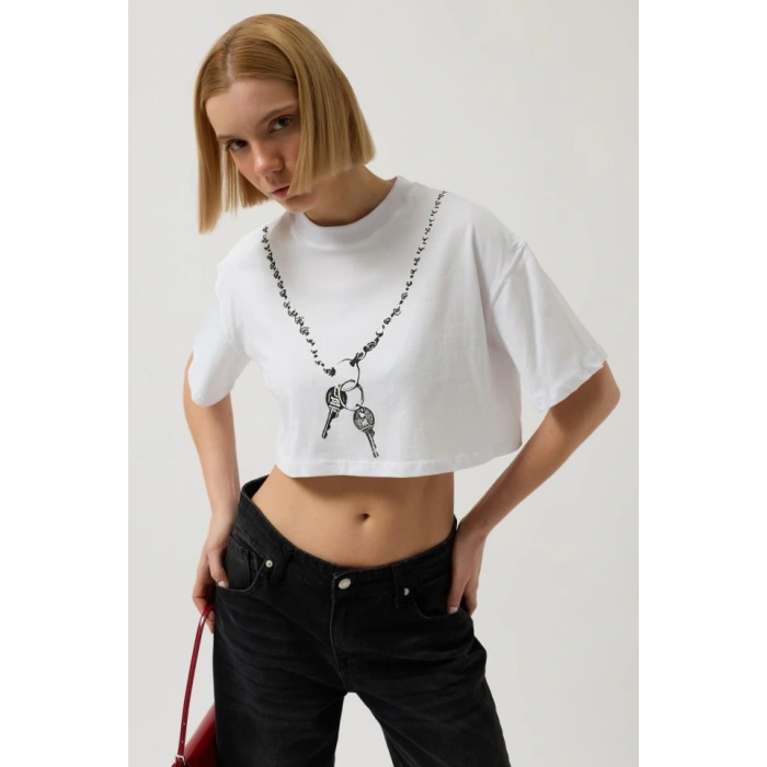 Baskılı Crop T-Shirt