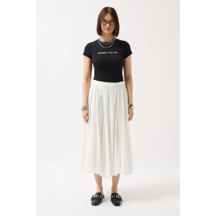 Baskılı Likralı Crop T-Shirt