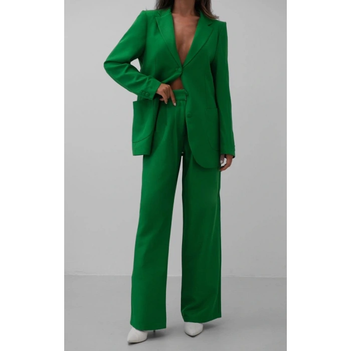 Bel Katlamalı Pantolon Blazer Ceket Takım