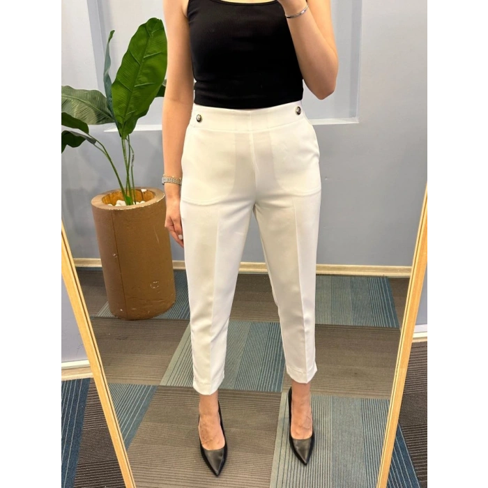 Bel Lasti̇kli̇ Düğmeli̇ Pantolon