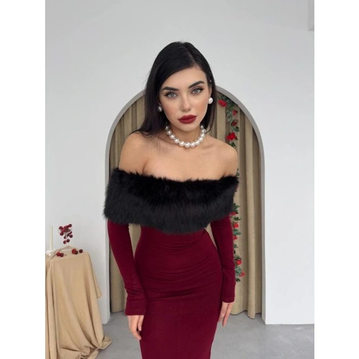 Bestia Straplez Tüy Detaylı Elbise