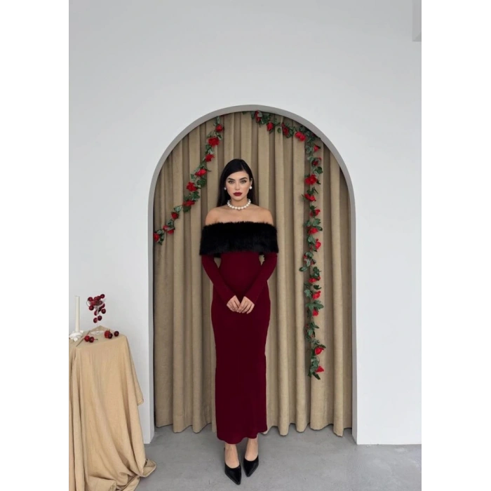 Bestia Straplez Tüy Detaylı Elbise