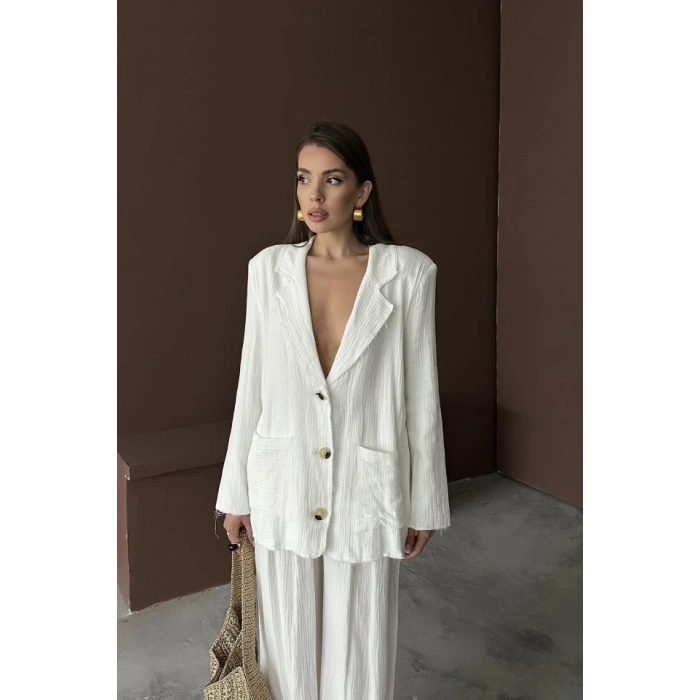 Beyaz Oversize Müslin Takım