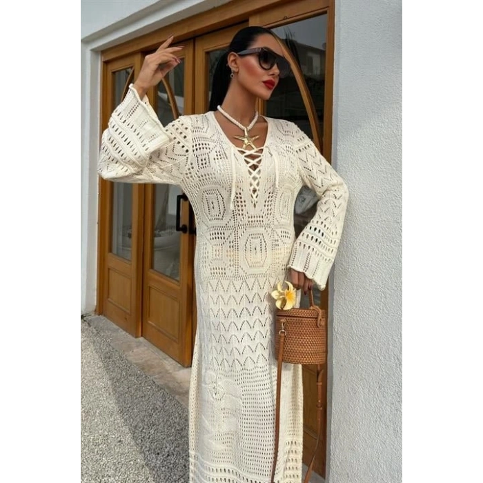 Birit Detaylı Ajurlu Elbise 2838