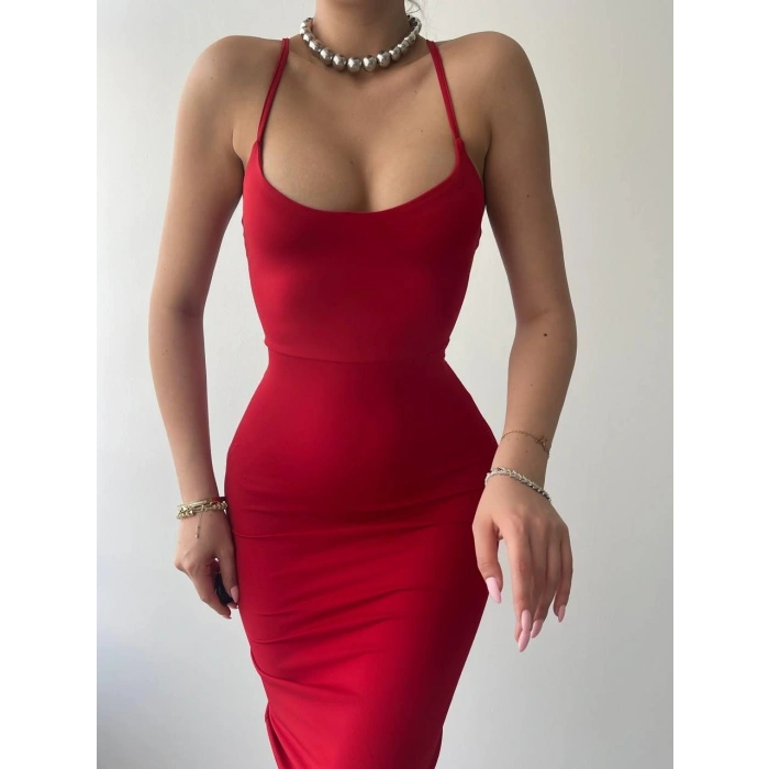 Blear Sırt Bağlamalı Elbise