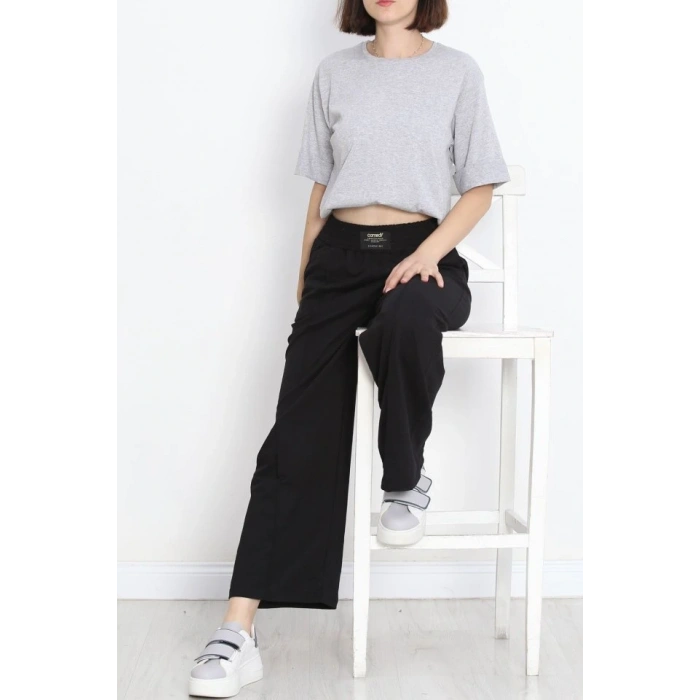 Büyük Beden Duble Kol Tişört Gri