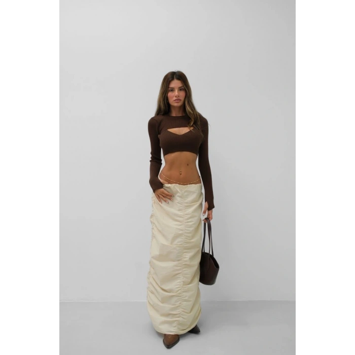 Büzgü Detay Maxi Etek